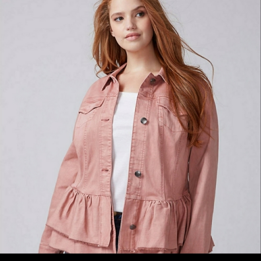 Double ruffle denim jacket